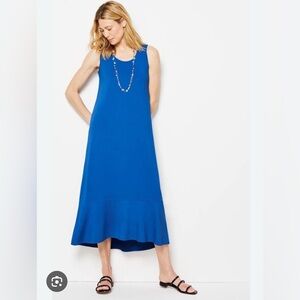 J. Jill Wearever royal blue flounced hem midi dress NWT XS